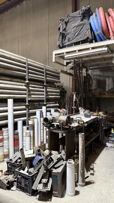 Pipe racked by bore in the workshop