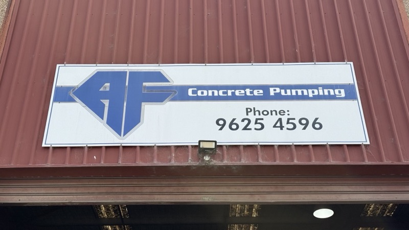 The front of the A.F. Concrete Pumping workshop in Glendenning